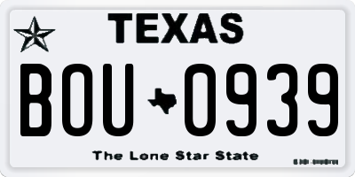 TX license plate BOU0939