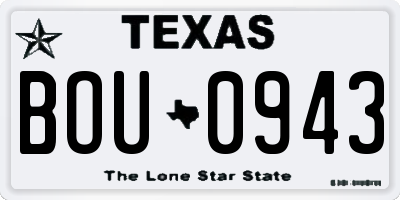 TX license plate BOU0943