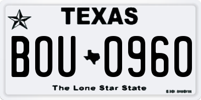 TX license plate BOU0960
