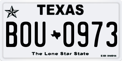 TX license plate BOU0973