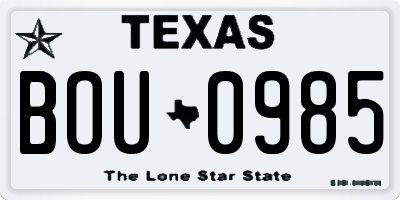 TX license plate BOU0985