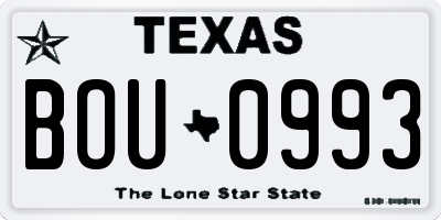 TX license plate BOU0993