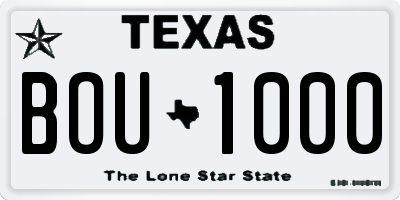 TX license plate BOU1000