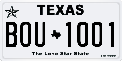 TX license plate BOU1001