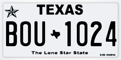 TX license plate BOU1024