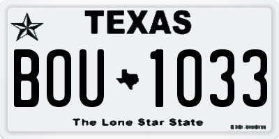 TX license plate BOU1033