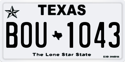 TX license plate BOU1043