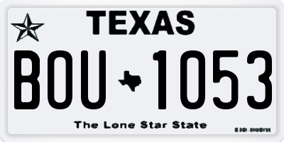 TX license plate BOU1053