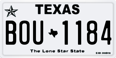 TX license plate BOU1184