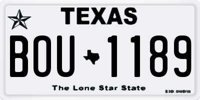 TX license plate BOU1189