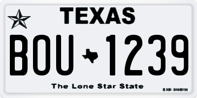 TX license plate BOU1239