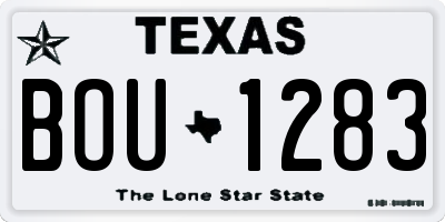 TX license plate BOU1283