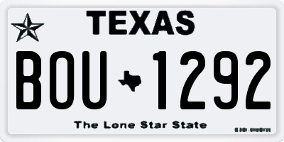 TX license plate BOU1292