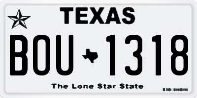 TX license plate BOU1318
