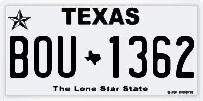TX license plate BOU1362
