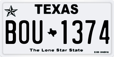 TX license plate BOU1374