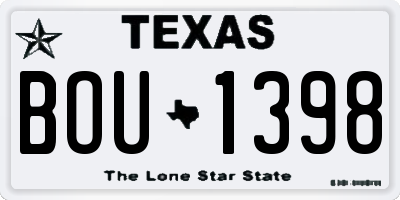 TX license plate BOU1398