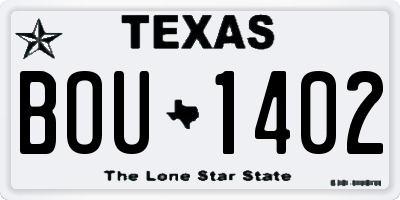 TX license plate BOU1402