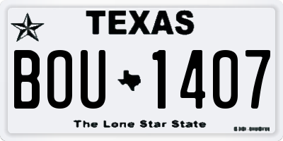 TX license plate BOU1407