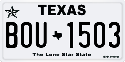 TX license plate BOU1503