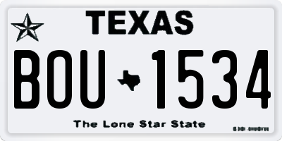 TX license plate BOU1534