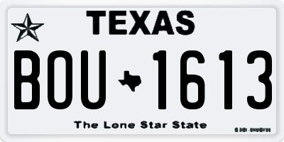 TX license plate BOU1613