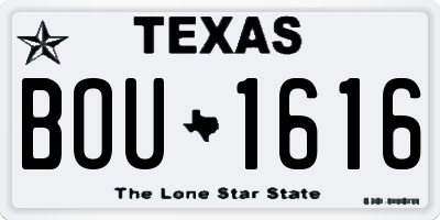 TX license plate BOU1616