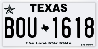 TX license plate BOU1618