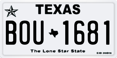 TX license plate BOU1681