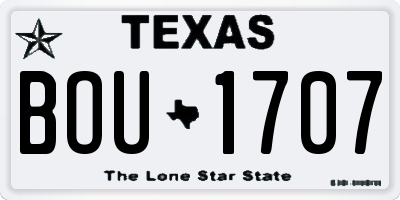 TX license plate BOU1707