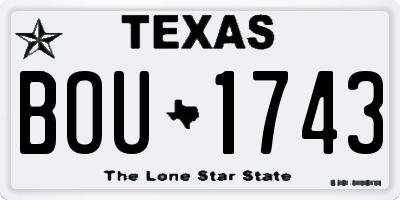 TX license plate BOU1743