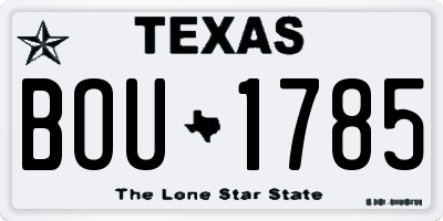 TX license plate BOU1785