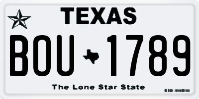 TX license plate BOU1789
