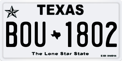 TX license plate BOU1802
