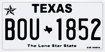 TX license plate BOU1852