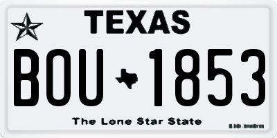 TX license plate BOU1853