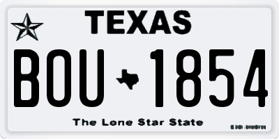 TX license plate BOU1854