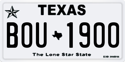 TX license plate BOU1900