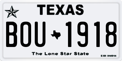 TX license plate BOU1918