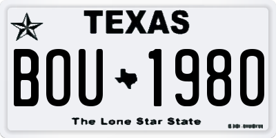 TX license plate BOU1980