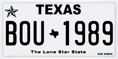 TX license plate BOU1989