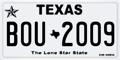 TX license plate BOU2009