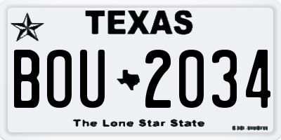 TX license plate BOU2034