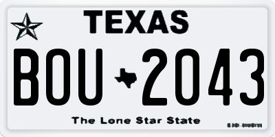 TX license plate BOU2043