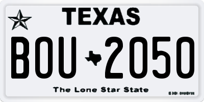 TX license plate BOU2050