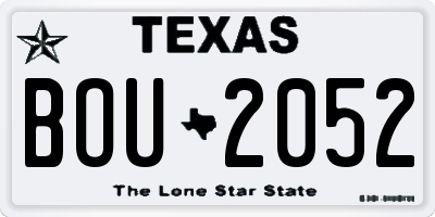 TX license plate BOU2052
