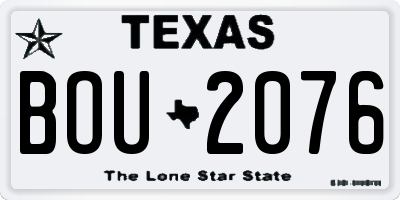 TX license plate BOU2076