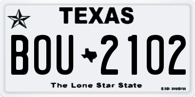 TX license plate BOU2102