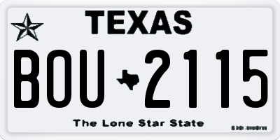 TX license plate BOU2115