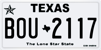 TX license plate BOU2117